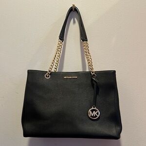 Michael Kors Black and Gold Saffiano Leather Tote